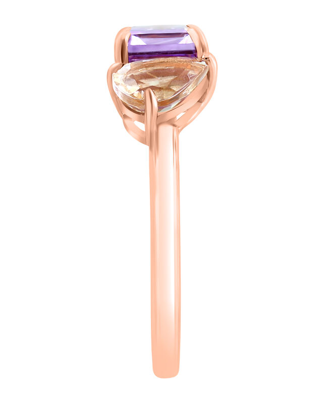 EFFY Emerald-Cut Pink Amethyst & Pear-Shaped Morganite Ring in 14k Rose Gold image number null